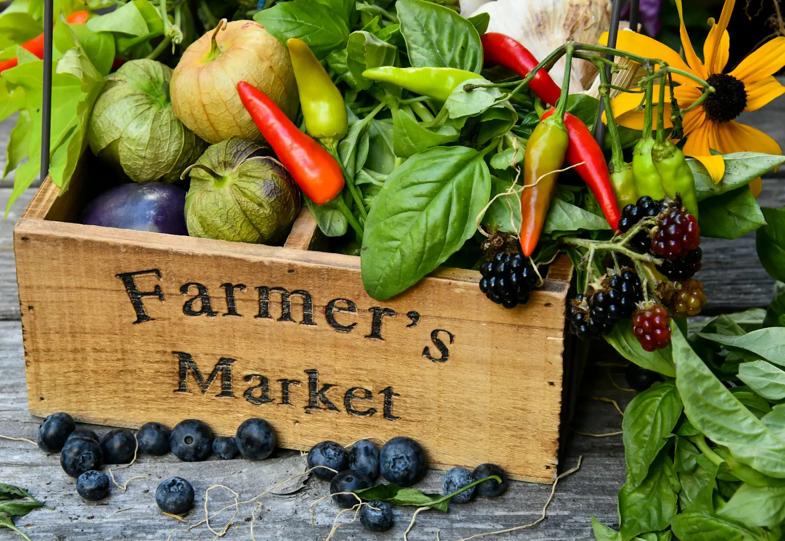 Fresh produce at a farmers market