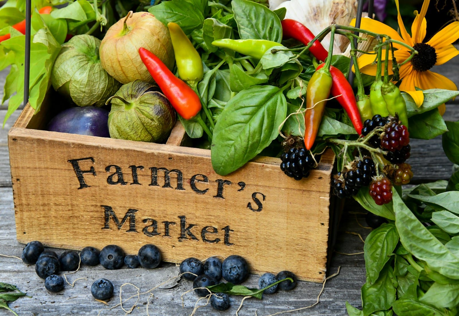Fresh produce at a farmers market