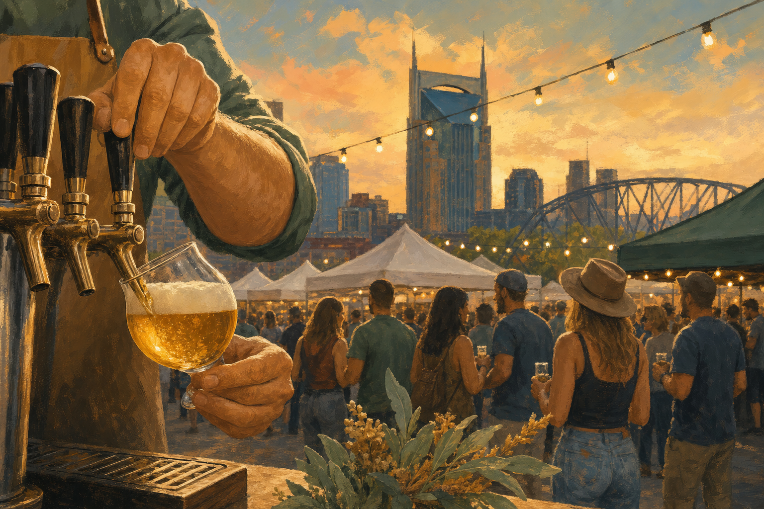 Music City Brewers Fest — craft beer pouring at Walk of Fame Park with Nashville skyline