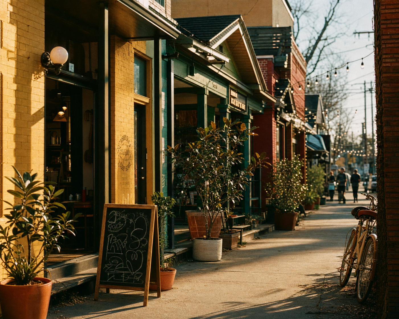 East Nashville neighborhood at golden hour