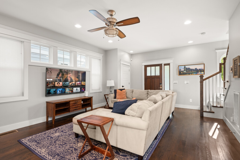 Living Room (Downstairs), Smart TV — Cumberland Retreat, Music City Magnolia East Nashville rental near Nissan Stadium