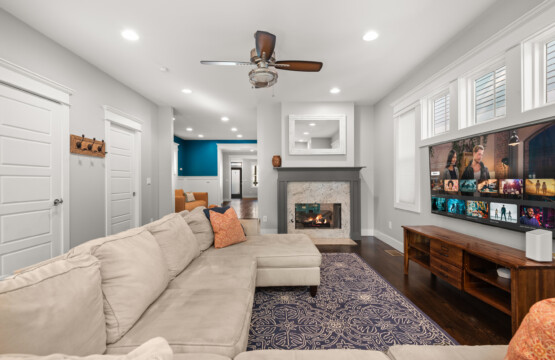 Living Room (Downstairs) — Cumberland Retreat, Music City Magnolia East Nashville rental near Nissan Stadium