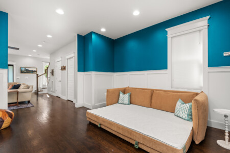 Queen Sleeper-Sofa (Downstairs), Open Concept 4th Bedroom — Cumberland Retreat, Music City Magnolia East Nashville rental near Nissan Stadium