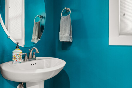 Half Bath (Downstairs) — Cumberland Retreat, Music City Magnolia East Nashville rental near Nissan Stadium