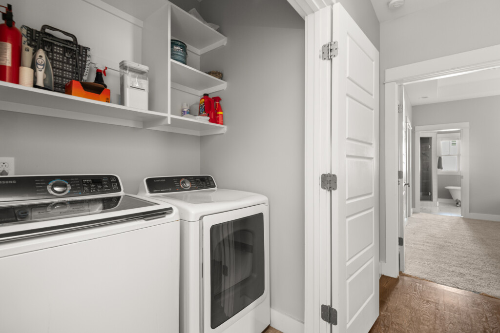 Laundry Closet (Upstairs Hallway) — Cumberland Retreat, Music City Magnolia East Nashville rental near Nissan Stadium