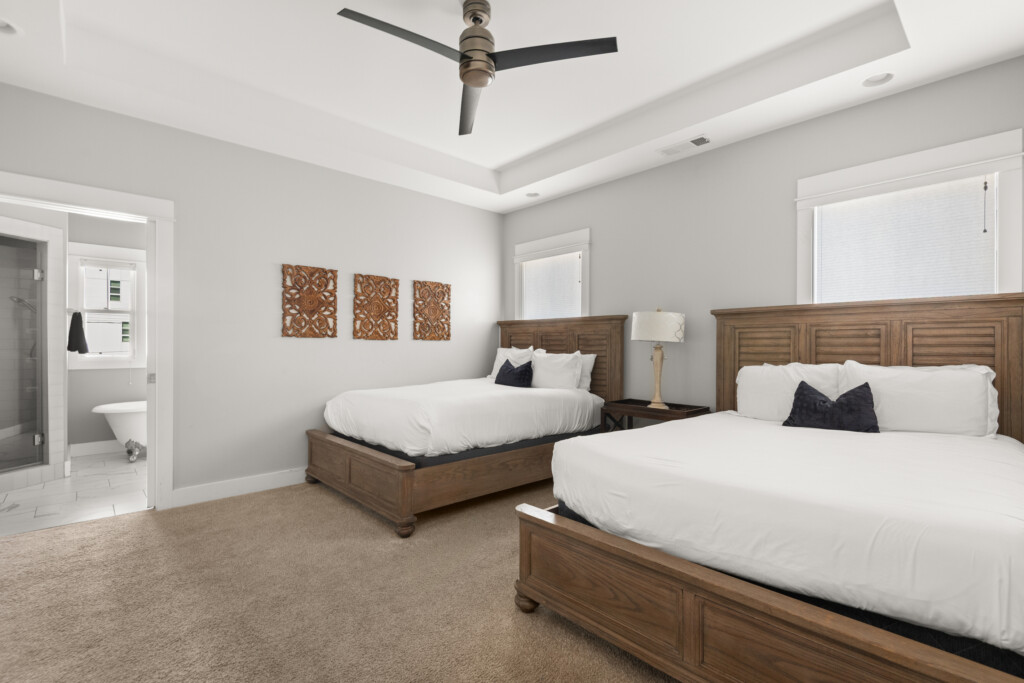 Primary Suite with 2 Queens, 2 Walk-in Closets, and a Queen Foldable Floor Mattress (Upstairs) — Cumberland Retreat, Music City Magnolia East Nashville rental near Nissan Stadium